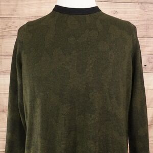 Awearness Kenneth Cole Sweater Mens L Green Crew Neck Pullover Camo Slim Fit